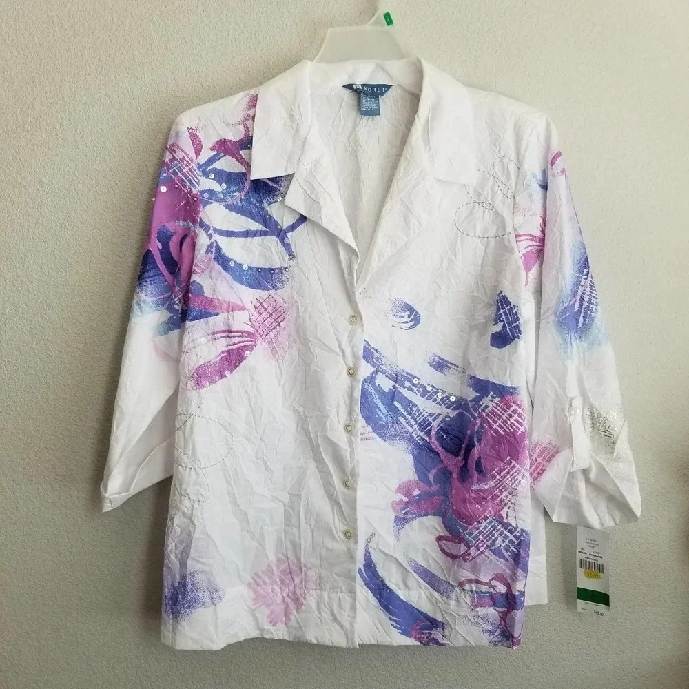 Koret Women's Screen Print top Size Large Colorful